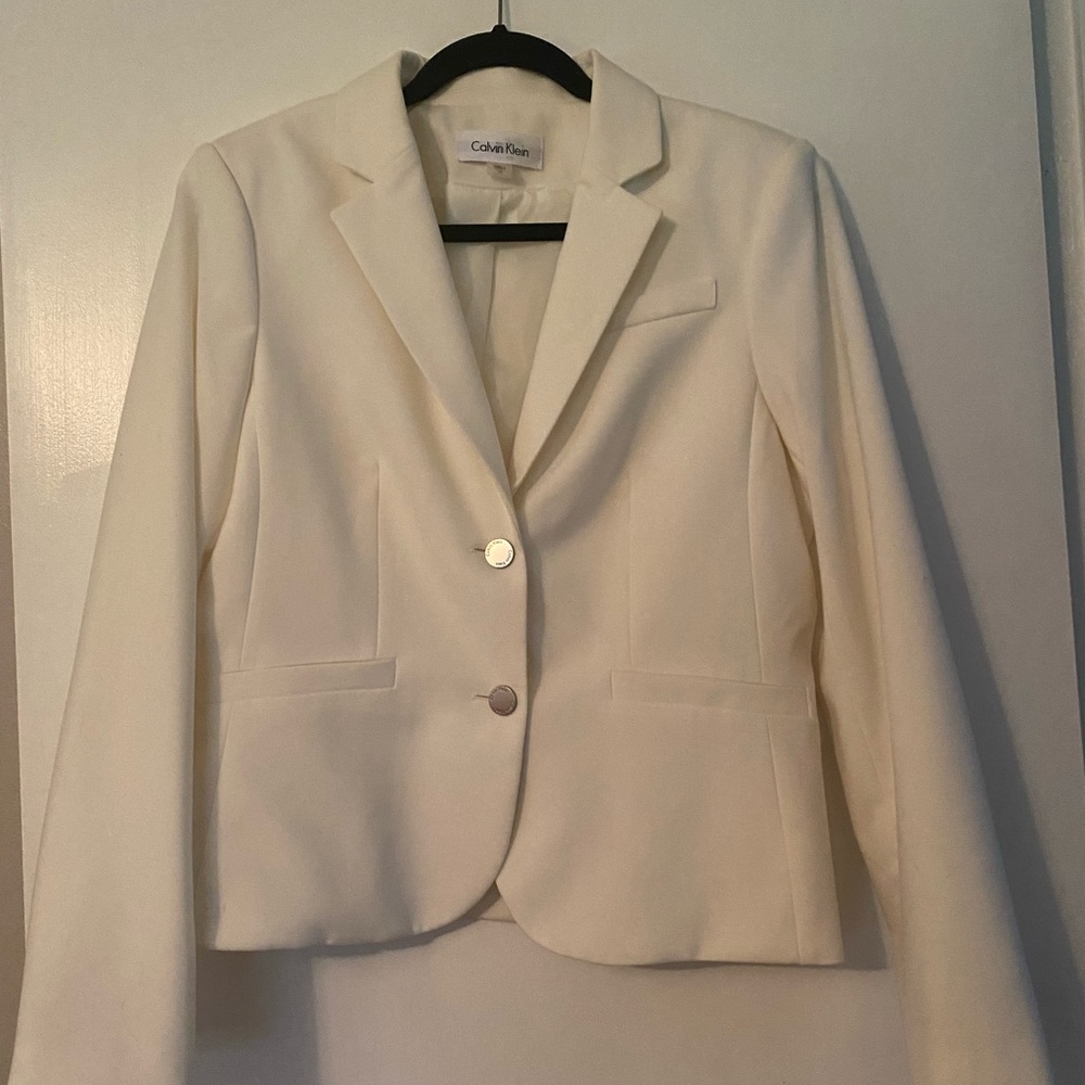 Calvin Klein womens blazer white jacket